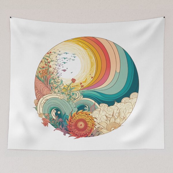 Item preview, Hawaiian Rainbow and Waves | Vintage Polynesian | Tropical Flower Pattern | Polynesian Design | Hawaiian Pattern | Hawaii Logo designed and sold by Synthetic-Intel.