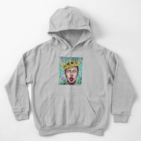 Portrait Artwork Princess with Crown Kids Pullover Hoodie