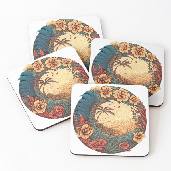 Item preview, Flowers and Trees and Waves | Vintage Polynesian | Tropical Flower Pattern | Polynesian Design | Hawaiian Pattern | Hawaii Logo designed and sold by Synthetic-Intel.