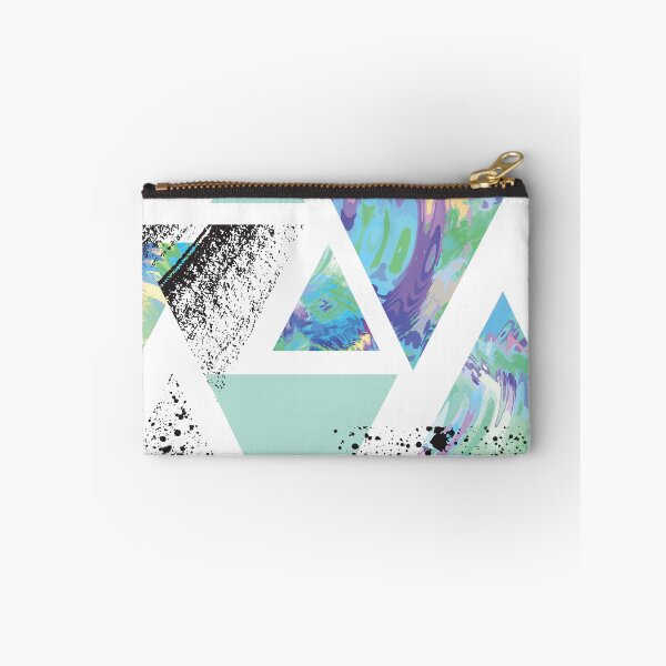 Item preview, New Wave Retro Tie Dye Swirl Purple Blue Green Black Geometric Triangles designed and sold by Pink Pineapple Works.