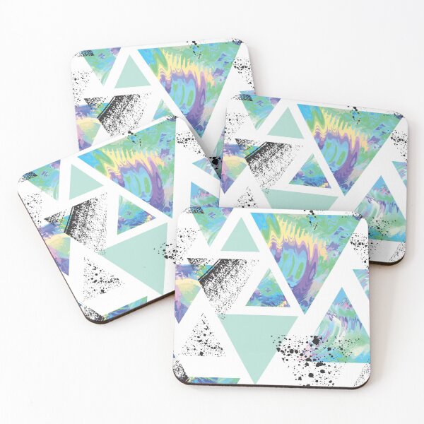 Item preview, New Wave Retro Tie Dye Swirl Purple Blue Green Black Geometric Triangles designed and sold by Pink Pineapple Works.