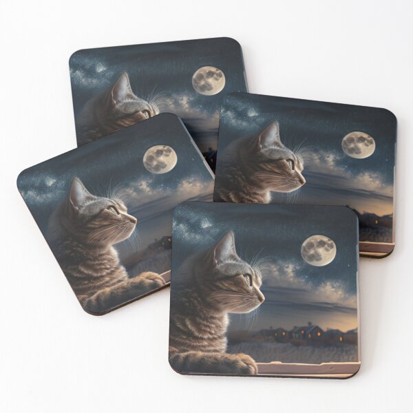 Item preview, Lindo gato viendo la luna al atardecer designed and sold by MomyHasntShowrd.