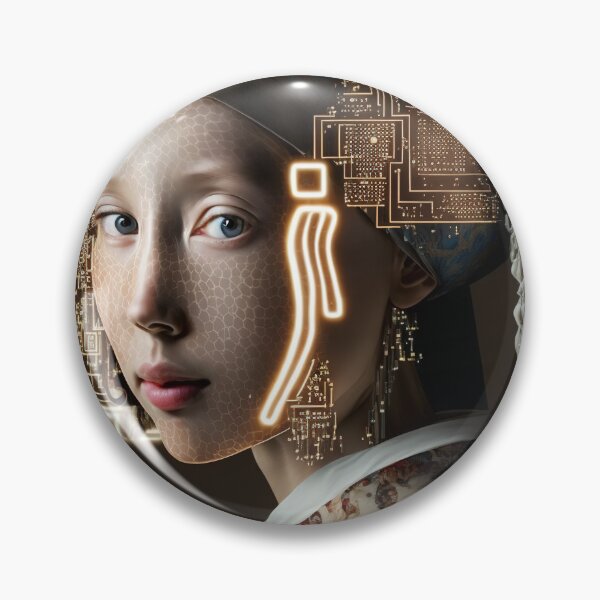 Item preview, A cyber girl with a pearl earrings digital portrait designed and sold by osssoconcept.