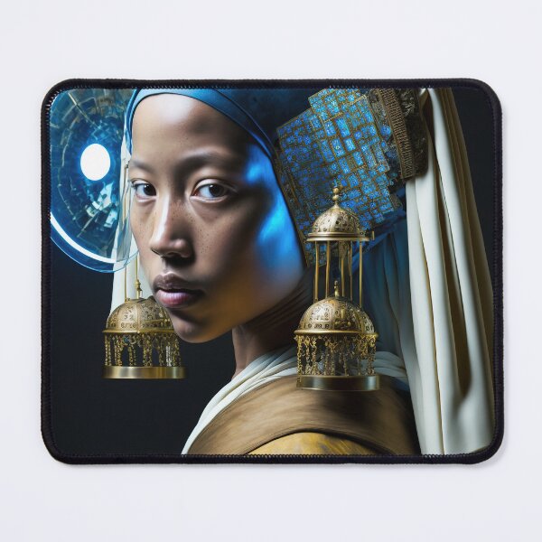 Item preview, A mysterious girl portrait with complicated earrings designed and sold by osssoconcept.