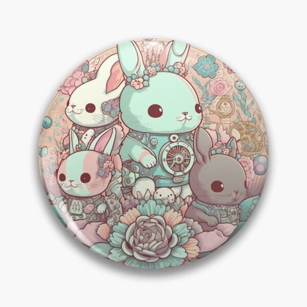 Item preview, Cute Pastel Rabbits Pattern | Circle Rabbits and Flowers | Mechanical Rabbit | Easter Rabbits | Group of Rabbits | high resolution  designed and sold by Synthetic-Intel.