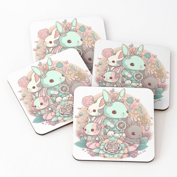 Item preview, Cute Pastel Rabbits Pattern | Circle Rabbits and Flowers | Mechanical Rabbit | Easter Rabbits | Group of Rabbits | high resolution  designed and sold by Synthetic-Intel.
