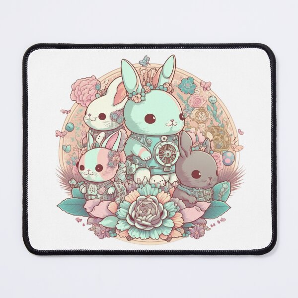 Item preview, Cute Pastel Rabbits Pattern | Circle Rabbits and Flowers | Mechanical Rabbit | Easter Rabbits | Group of Rabbits | high resolution  designed and sold by Synthetic-Intel.