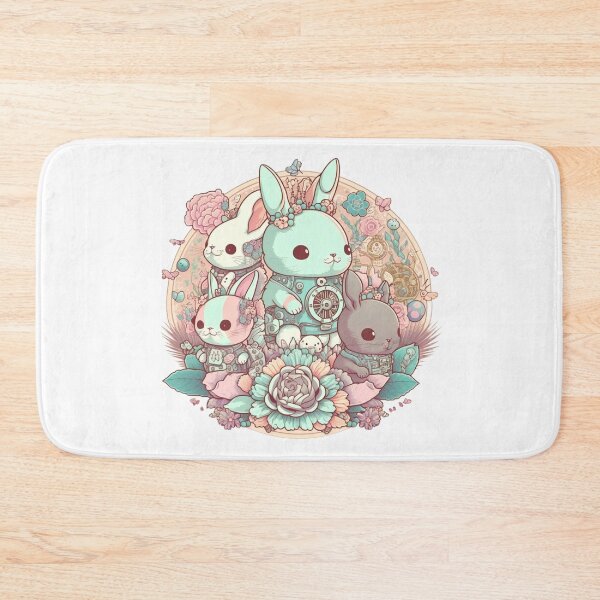 Item preview, Cute Pastel Rabbits Pattern | Circle Rabbits and Flowers | Mechanical Rabbit | Easter Rabbits | Group of Rabbits | high resolution  designed and sold by Synthetic-Intel.