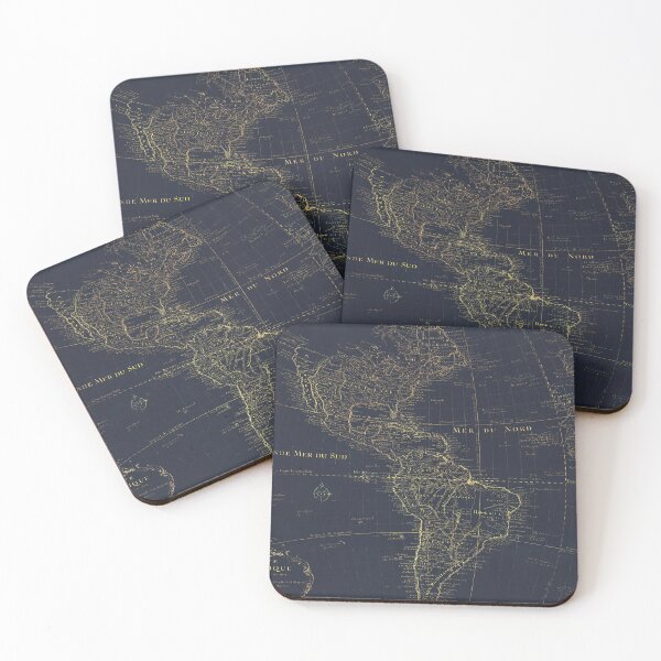 Item preview,  Vintage old map of America. North and South America map glowing lights designed and sold by Long Exposure.