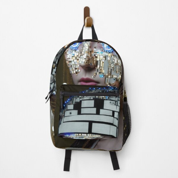 Item preview, A self-repairing robot girl with lamps earrings portrait designed and sold by osssoconcept.