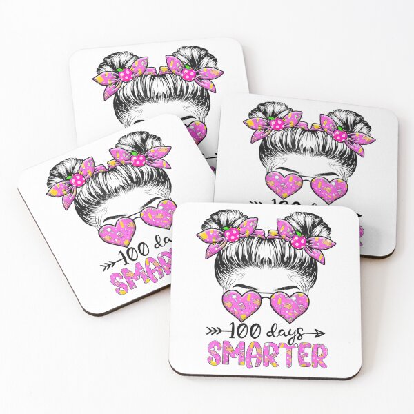 Item preview, 100 Days Smarter Girls Messy Bun Hair 100th Day Of School designed and sold by NabShirts ⭐⭐⭐⭐⭐.