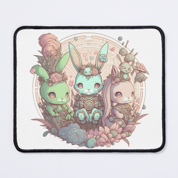 Item preview, Cute Pastel Rabbits Pattern | Circle Rabbits and Flowers | Rainbow Rabbits | Easter Rabbits | Rabbit Gang | high resolution designed and sold by Synthetic-Intel.