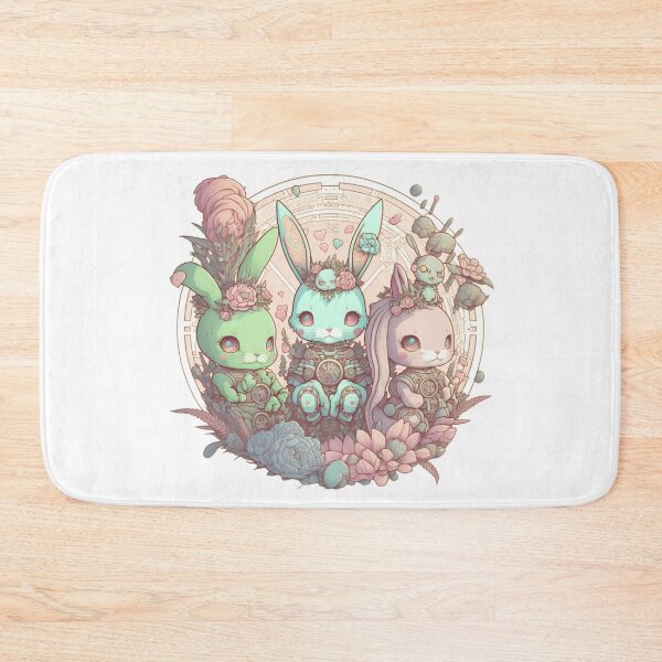 Item preview, Cute Pastel Rabbits Pattern | Circle Rabbits and Flowers | Rainbow Rabbits | Easter Rabbits | Rabbit Gang | high resolution  designed and sold by Synthetic-Intel.