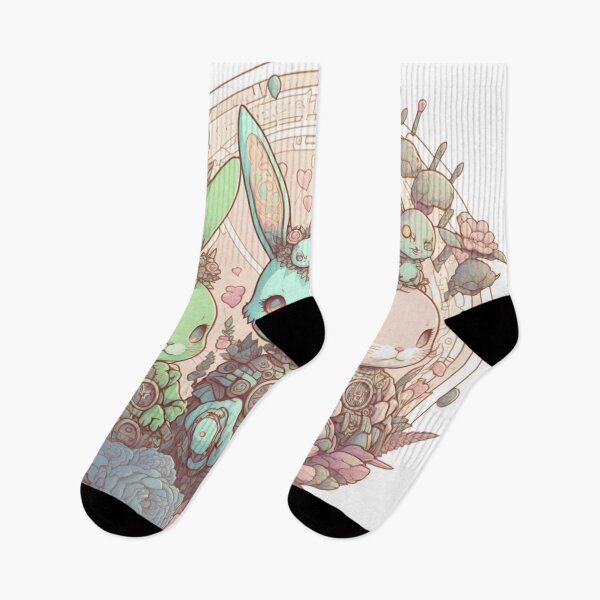 Item preview, Cute Pastel Rabbits Pattern | Circle Rabbits and Flowers | Rainbow Rabbits | Easter Rabbits | Rabbit Gang | high resolution  designed and sold by Synthetic-Intel.