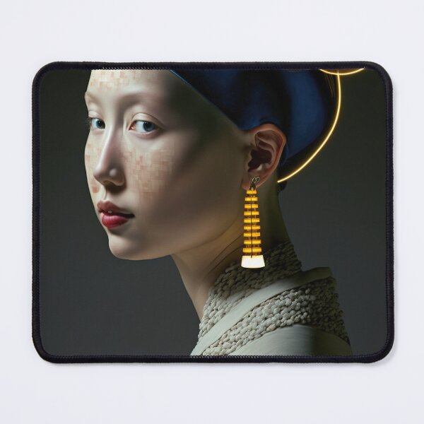 Item preview, A girl with a lamp and traditional earrings designed and sold by osssoconcept.