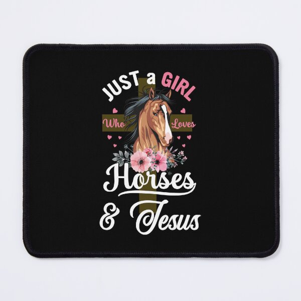 Item preview, Just A Girl Who Loves Jesus And Horses - Christian Pink Floral Cross designed and sold by elisarasada.