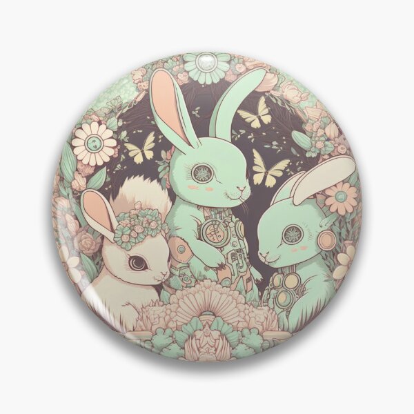 Item preview, Cute Pastel Rabbits Pattern | Circle Gang of Rabbits and Flowers | Mechanical Rabbit | Pastel Easter Rabbits | Group of Rabbits | high resolution  designed and sold by Synthetic-Intel.