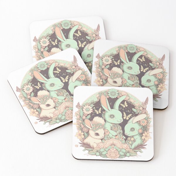 Item preview, Cute Pastel Rabbits Pattern | Circle Gang of Rabbits and Flowers | Mechanical Rabbit | Pastel Easter Rabbits | Group of Rabbits | high resolution  designed and sold by Synthetic-Intel.
