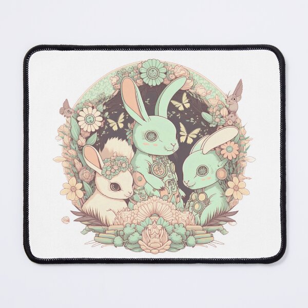 Item preview, Cute Pastel Rabbits Pattern | Circle Gang of Rabbits and Flowers | Mechanical Rabbit | Pastel Easter Rabbits | Group of Rabbits | high resolution  designed and sold by Synthetic-Intel.