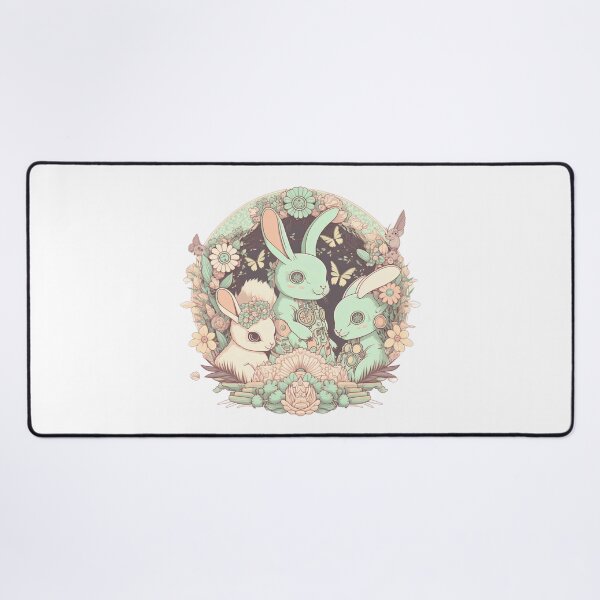 Item preview, Cute Pastel Rabbits Pattern | Circle Gang of Rabbits and Flowers | Mechanical Rabbit | Pastel Easter Rabbits | Group of Rabbits | high resolution  designed and sold by Synthetic-Intel.