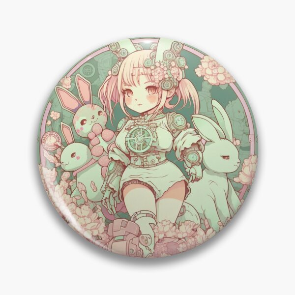 Item preview, Anime Girl Superhero Pastel Pattern | Girl with Rabbits | Anime Rabbit Hero | Easter Rabbits | Rabbit Gang | high resolution  designed and sold by Synthetic-Intel.