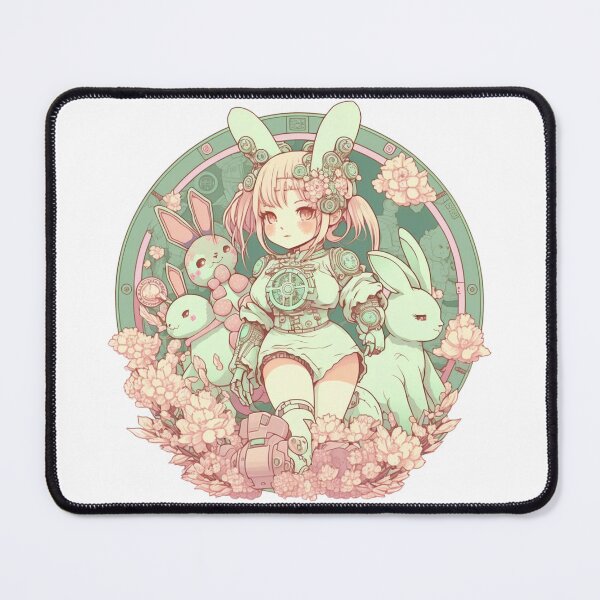 Item preview, Anime Girl Superhero Pastel Pattern | Girl with Rabbits | Anime Rabbit Hero | Easter Rabbits | Rabbit Gang | high resolution  designed and sold by Synthetic-Intel.