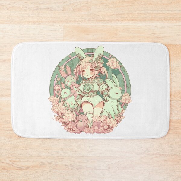 Item preview, Anime Girl Superhero Pastel Pattern | Girl with Rabbits | Anime Rabbit Hero | Easter Rabbits | Rabbit Gang | high resolution  designed and sold by Synthetic-Intel.