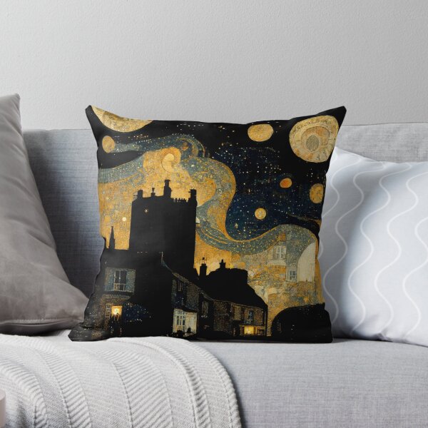 Corfe Castle at Night Throw Pillow
