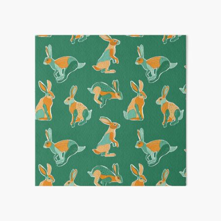 Painted Rabbits - Green Art Board Print