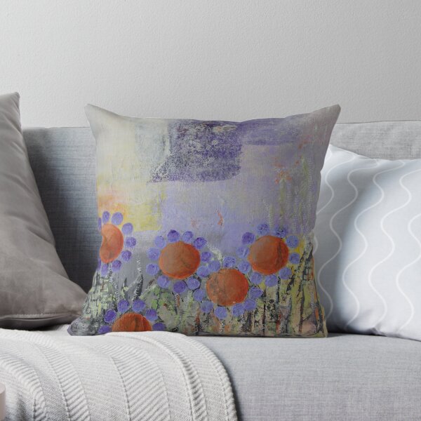 Cheery Flowers Abstract Throw Pillow