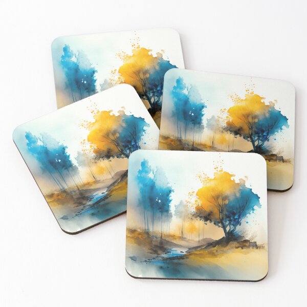 Item preview,  Colorful Autumn Landscape Watercolor 1 designed and sold by Red Witch Art.