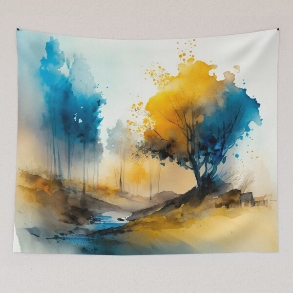 Item preview,  Colorful Autumn Landscape Watercolor 1 designed and sold by Red Witch Art.