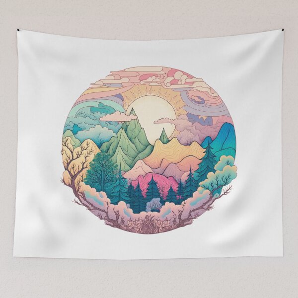 Item preview, Pastel Mountain Scene | Beautiful Mountains | Earth Tone Mountains | Mountain Design | Trees Pattern | Mountain Logo designed and sold by Synthetic-Intel.