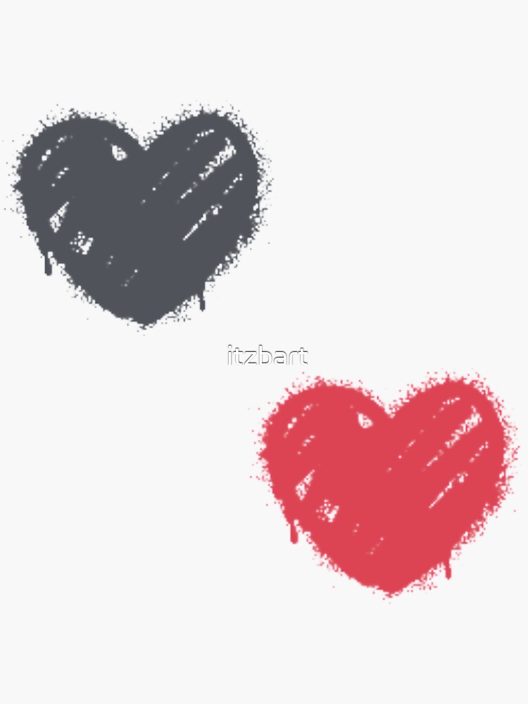 "Spray Paint Hearts Black and Red" Sticker for Sale by jeanmbart