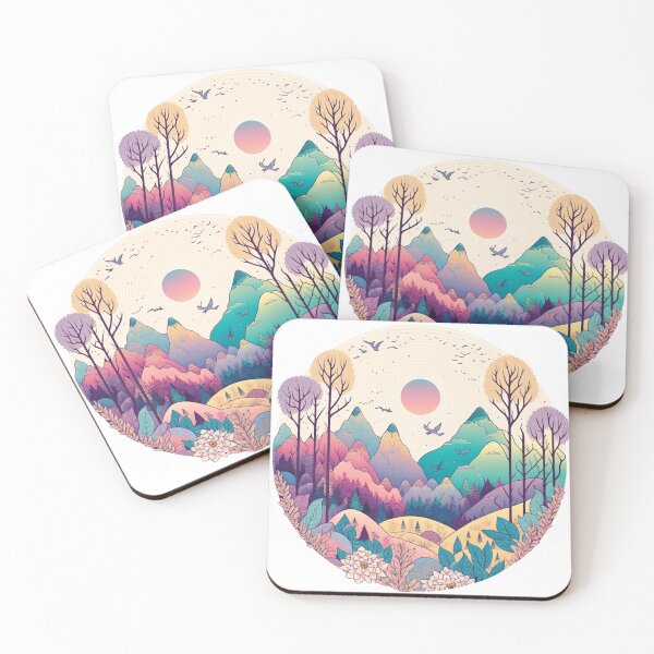 Item preview, Pastel Mountain Scene | Peaceful Mountains | Earth Tone Mountains | Mountain Design | Trees Pattern | Mountain Logo designed and sold by Synthetic-Intel.