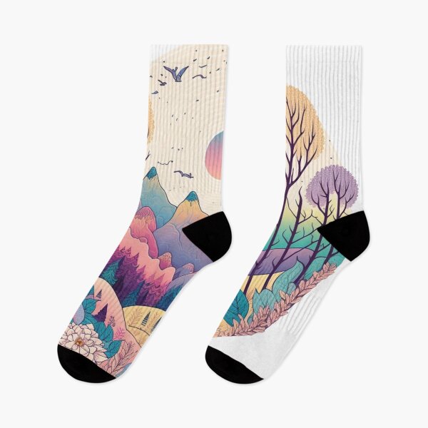 Item preview, Pastel Mountain Scene | Peaceful Mountains | Earth Tone Mountains | Mountain Design | Trees Pattern | Mountain Logo designed and sold by Synthetic-Intel.
