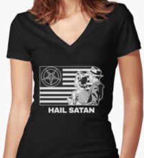 Hail Satan 666 T-Shirt Women's Fitted V-Neck T-Shirt