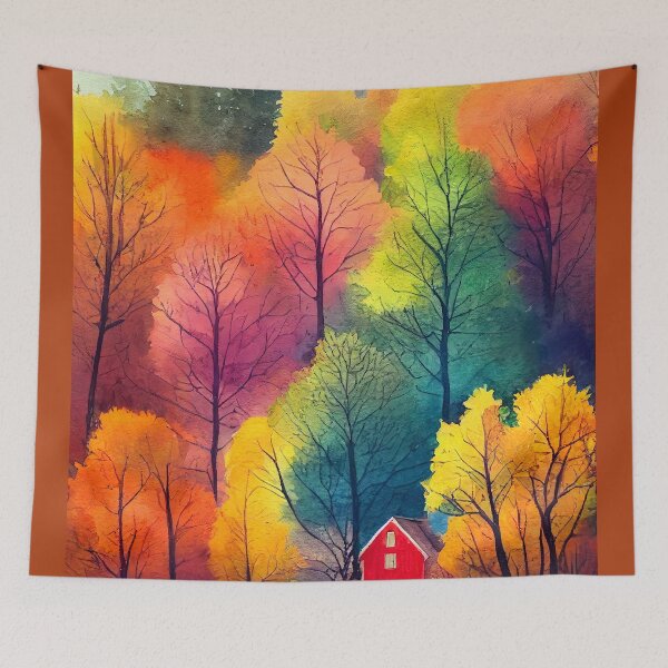 Item preview,  Colorful Autumn Landscape Watercolor 4 designed and sold by Red Witch Art.