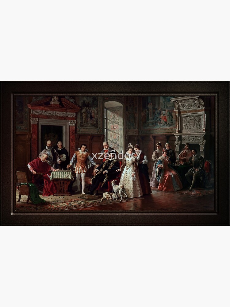 Leonardo da Cutro and Ruy Lopez Play Chess at the Spanish Court by Luigi  Mussini Remastered Xzendor7 Classical Art Old Masters Reproductions Poster  for Sale by xzendor7