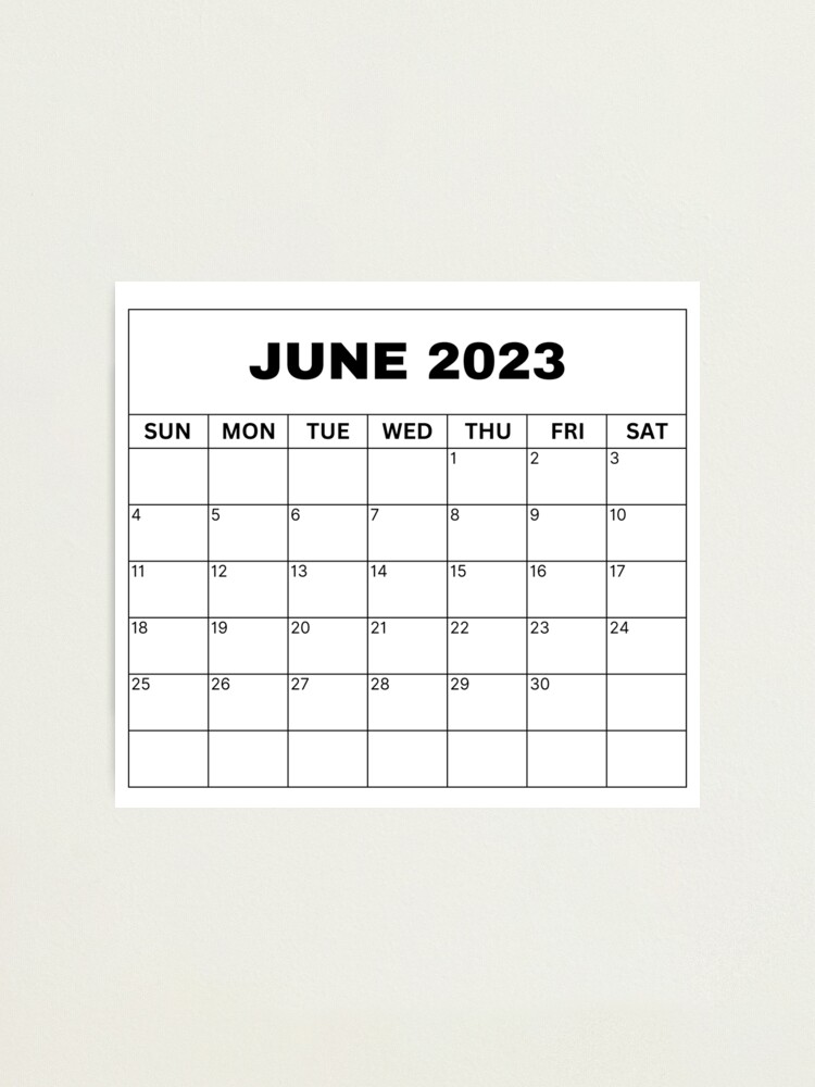 calendario en blanco junio 2023