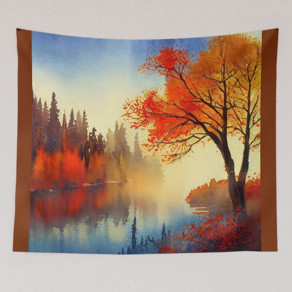 Item preview,  Colorful Autumn Landscape Watercolor 7 designed and sold by Red Witch Art.