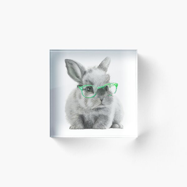Item preview, cute baby bunny in green glasses designed and sold by kamionari.