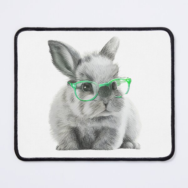 Item preview, cute baby bunny in green glasses designed and sold by kamionari.