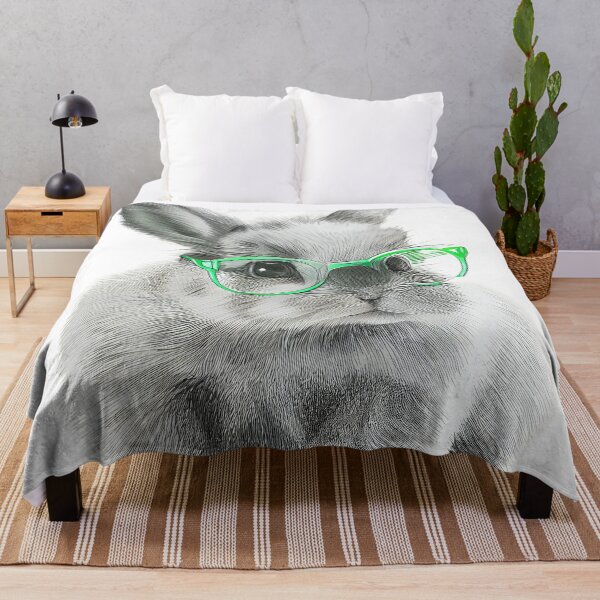 Item preview, cute baby bunny in green glasses designed and sold by kamionari.