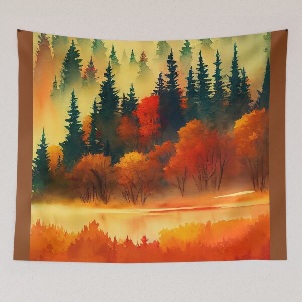 Item preview,  Colorful Autumn Landscape Watercolor 8 designed and sold by Red Witch Art.