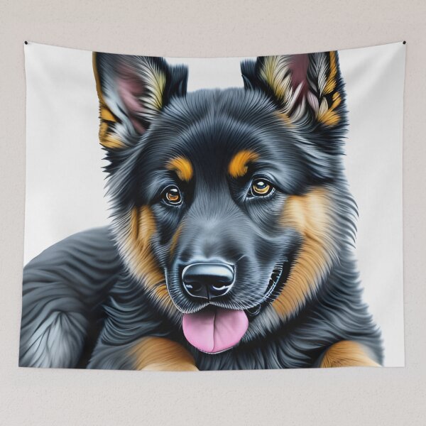 Item preview, Cute German shepherd puppy, charcoal drawing, Ai Generated Art  designed and sold by ACC .