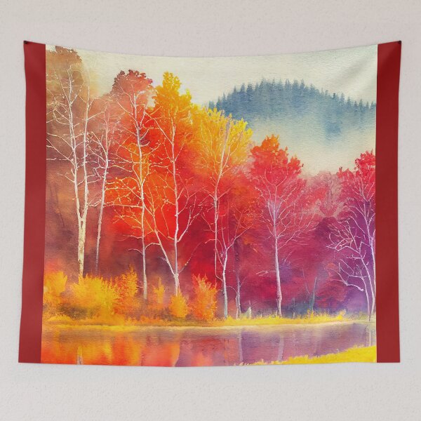 Item preview,  Colorful Autumn Landscape Watercolor 9 designed and sold by Red Witch Art.