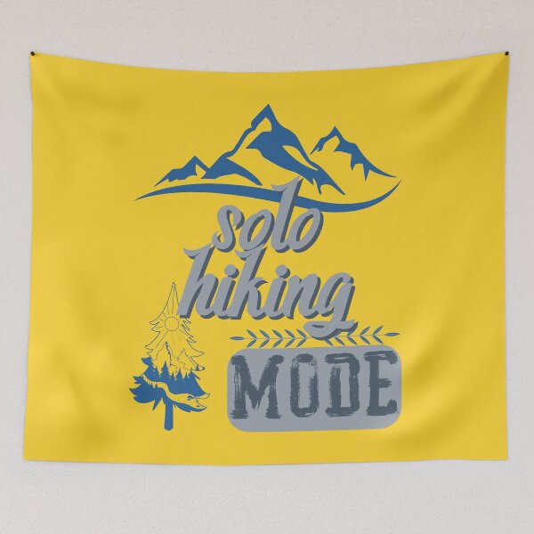 Item preview, solo hiking mode, forest river sun inside tree pine designed and sold by movie-popcorn.