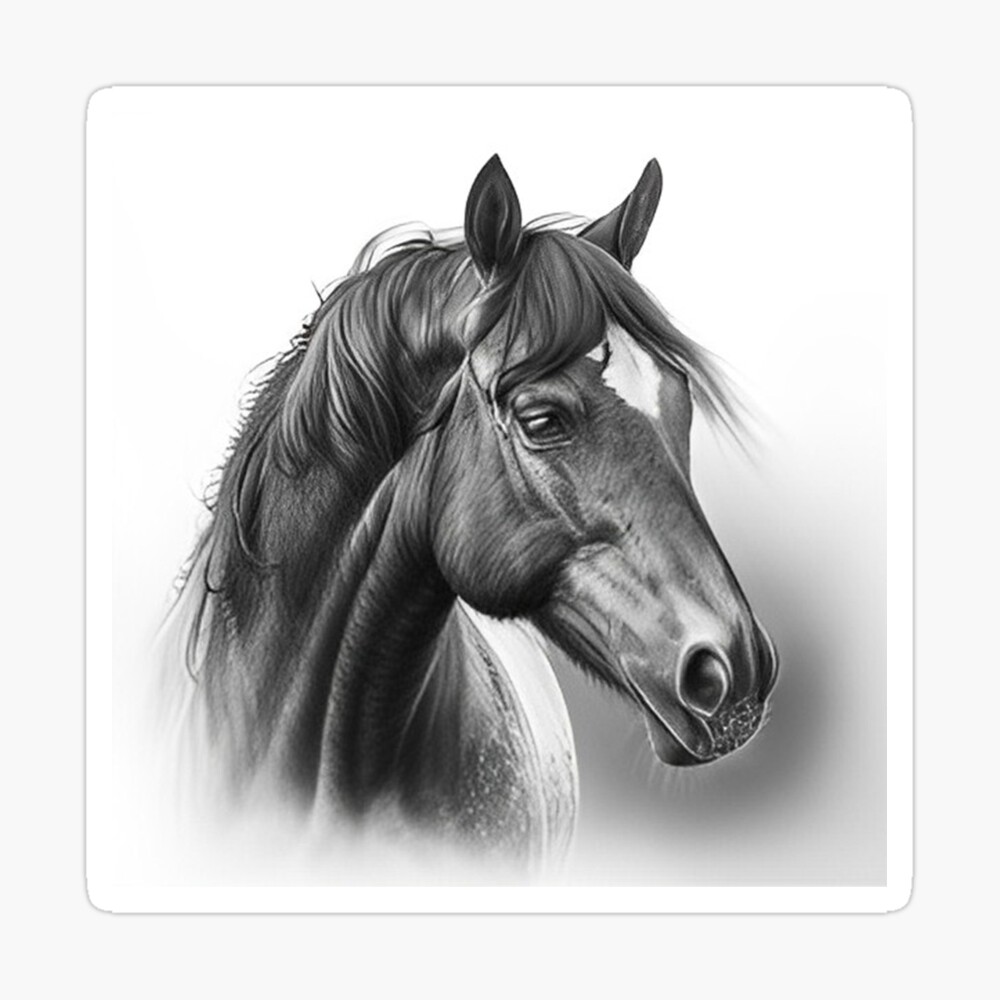 Premium Photo | Beautiful horse pencil drawing art 3d rendering raster  illustration