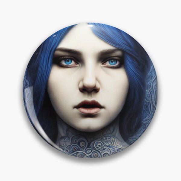 Item preview, Portrait of beautiful cute girl with curly long blue hair. designed and sold by Ingahaliullina.